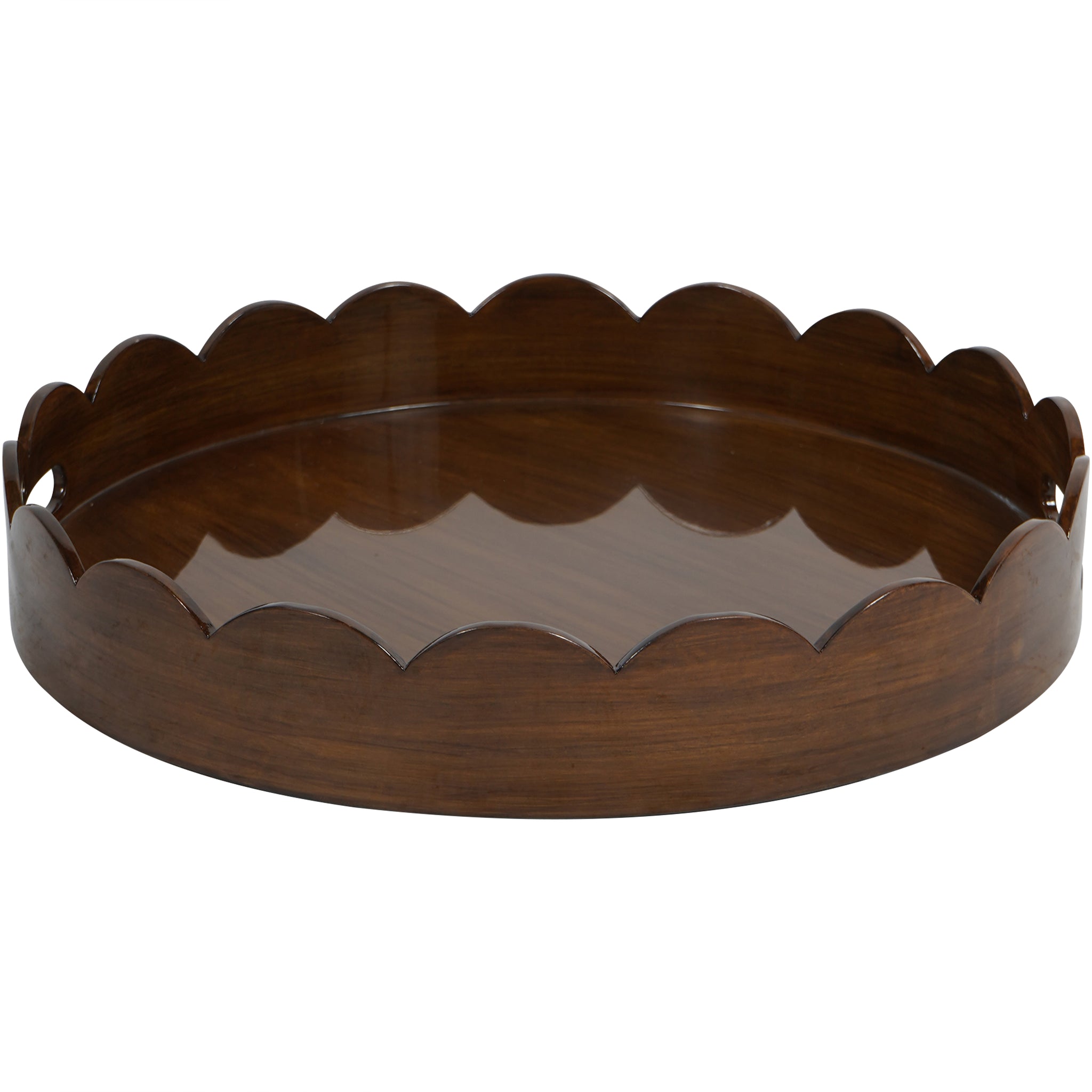 Lacquered Round Tray Maple with Scallop Edge