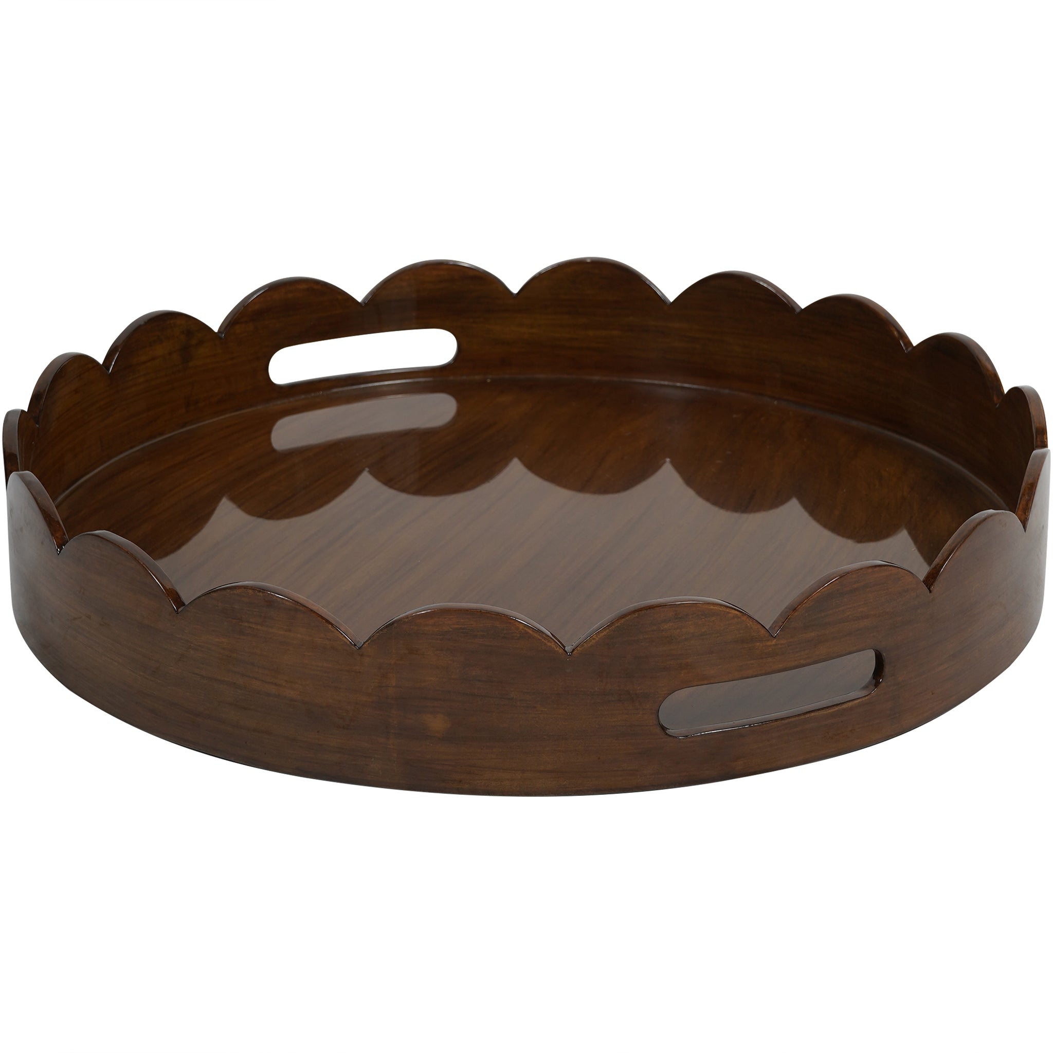 Lacquered Round Tray Maple with Scallop Edge