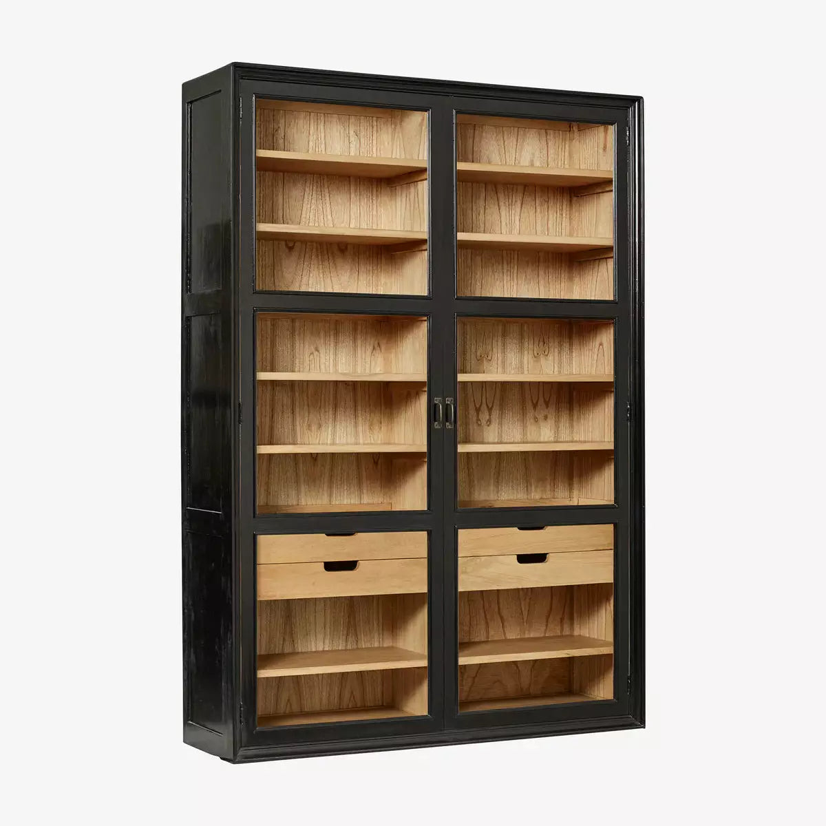 Viva Storage Cabinet Black With Glass Doors Drawers Mahogany Wood