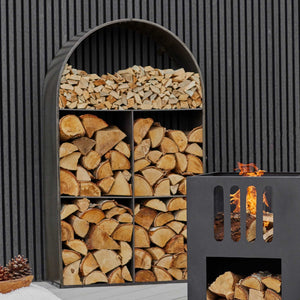 Archway Sculptural Log Storage Natural Black