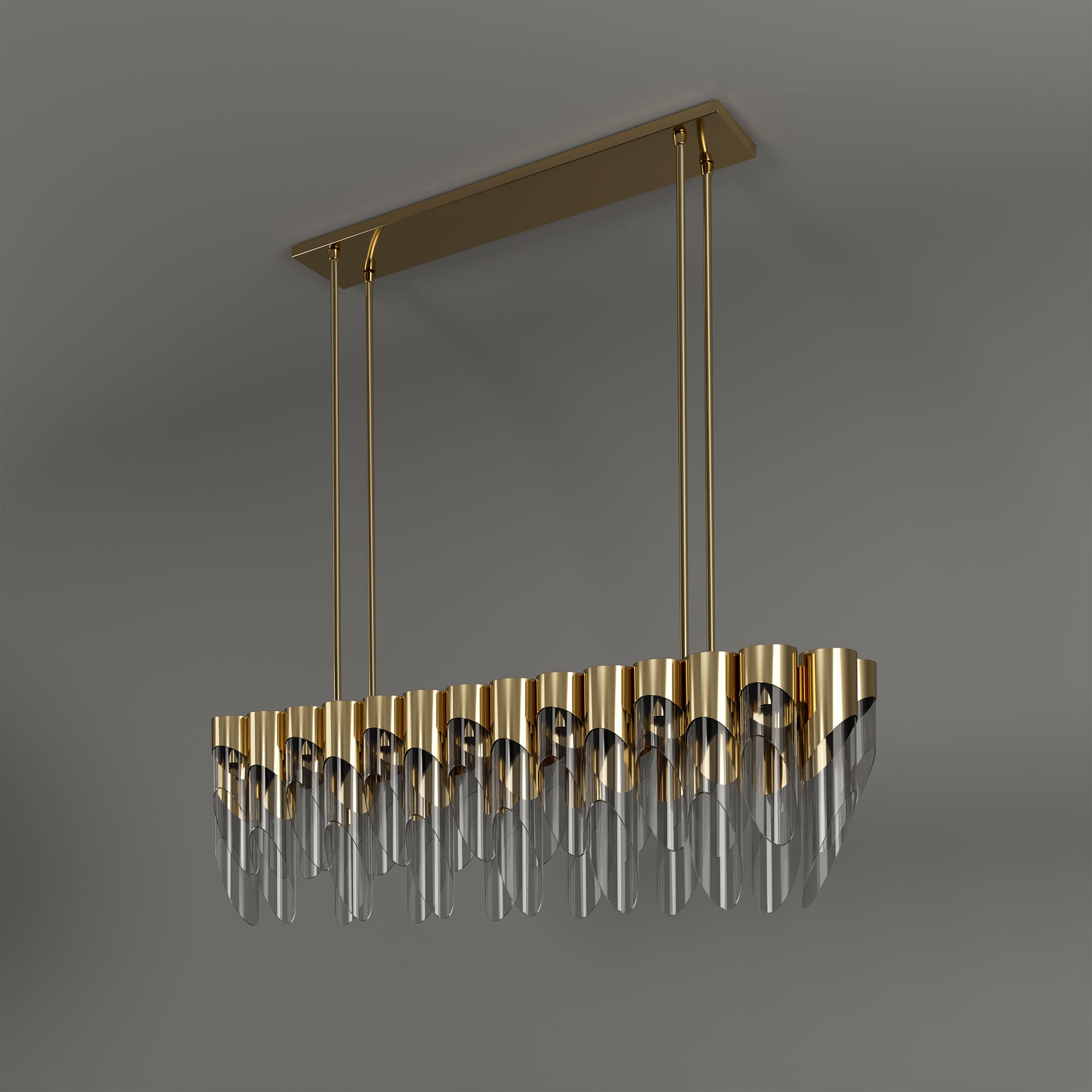 Bamboo III Suspension Pendant Brass Glass