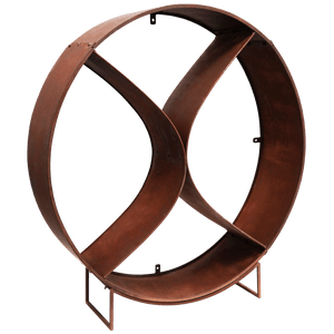 Circle Sculptural Log Storage Natural Rust