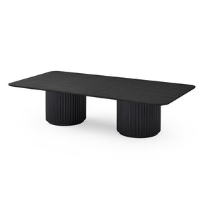 Lantine Coffee Table Double Pedestal Black Oak