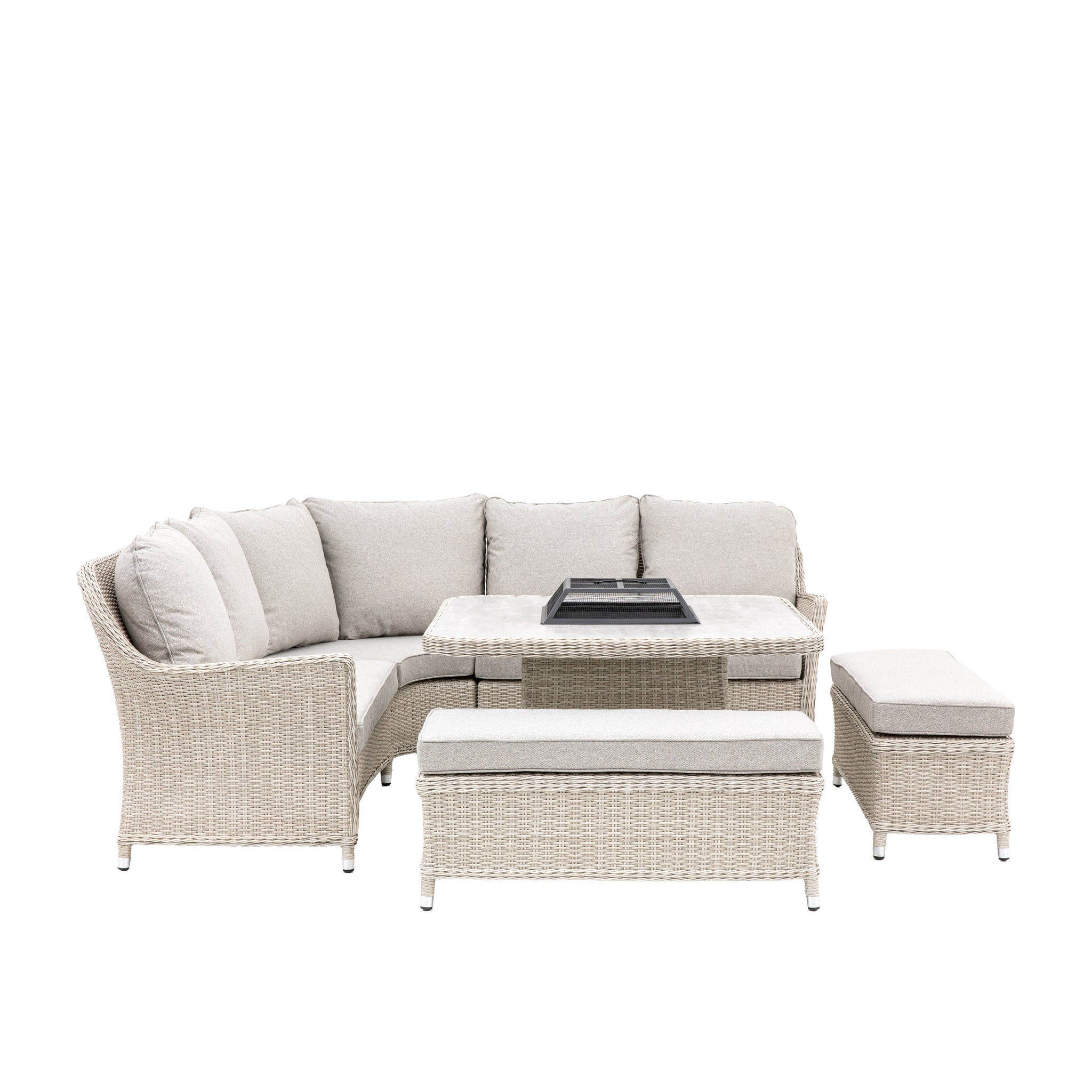 Colton Corner Square Dining Set With Fire Pit