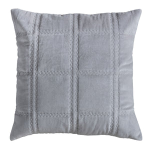 Quilted Cotton Velvet Cushion Grey