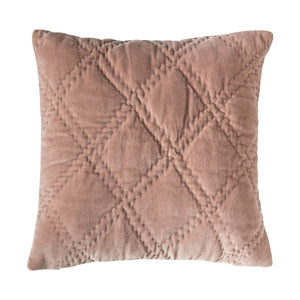 Quilted Cotton Velvet Cushion Blush