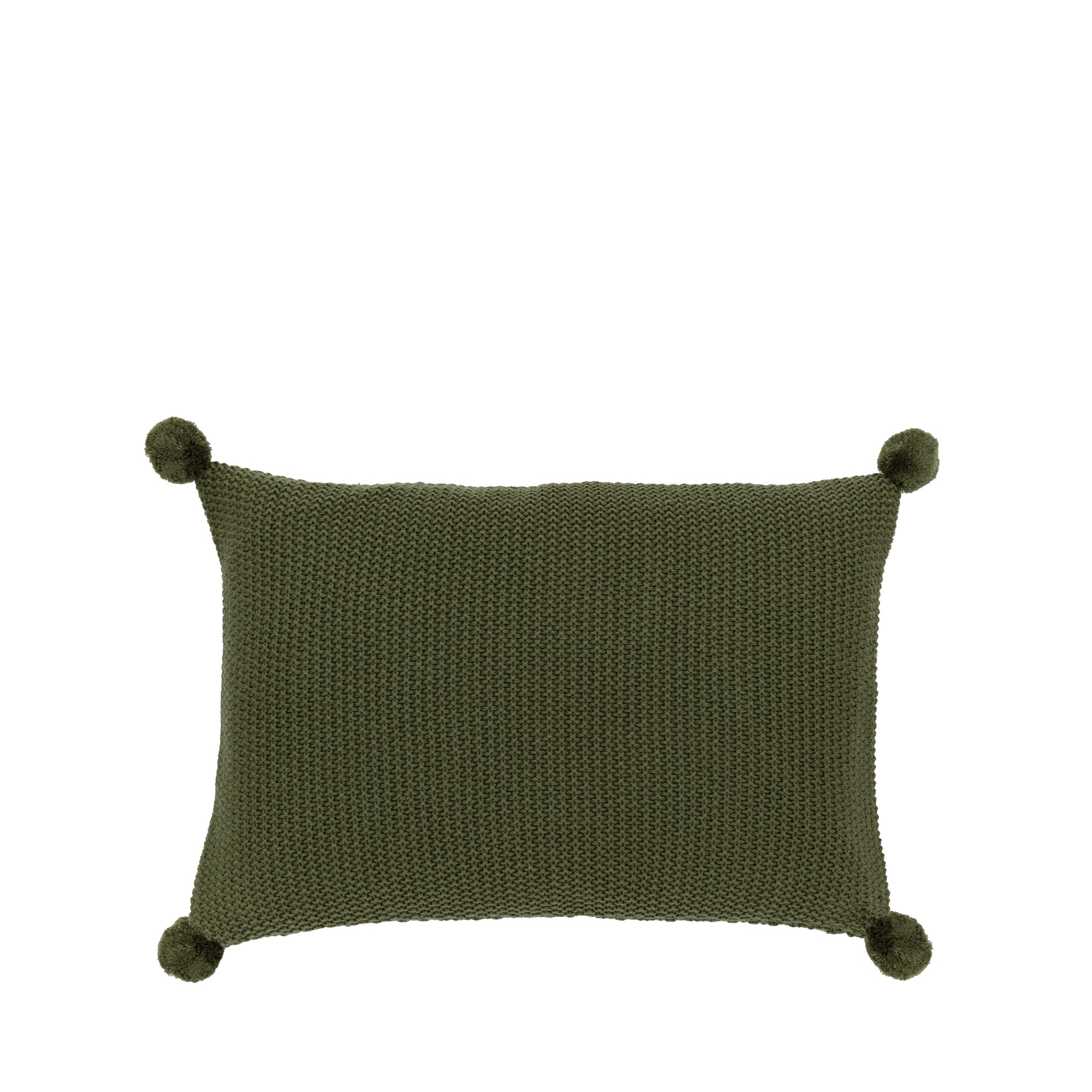 Moss Stitched Pompom Cushion Cover Olive