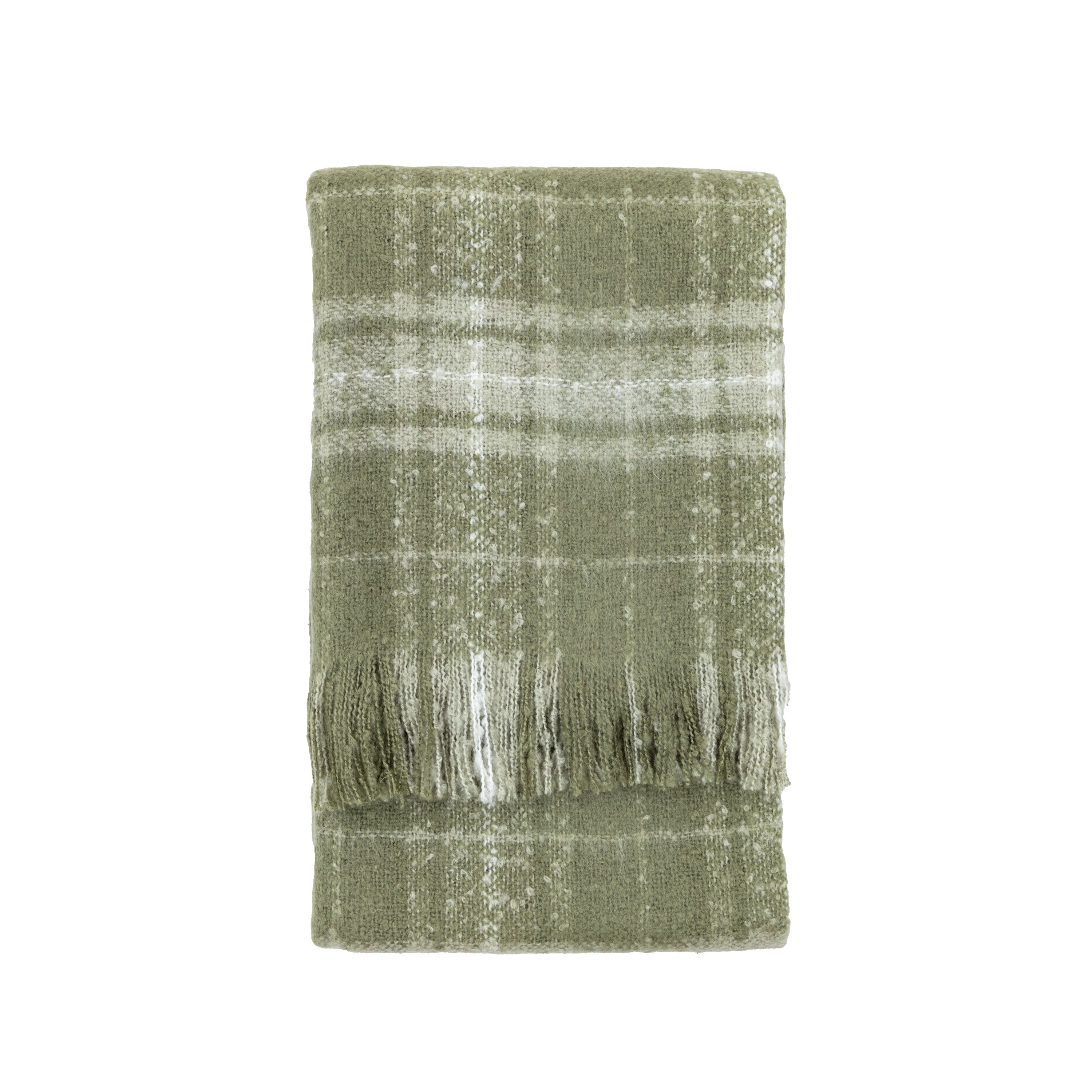 Check Faux Mohair Throw Olive