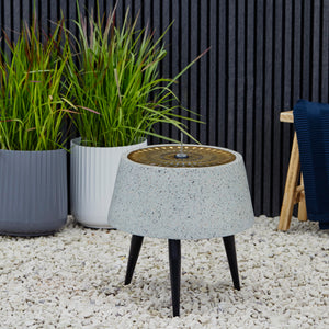 Solis Water Feature on Stand With Light Display In Terrazzo And Brass