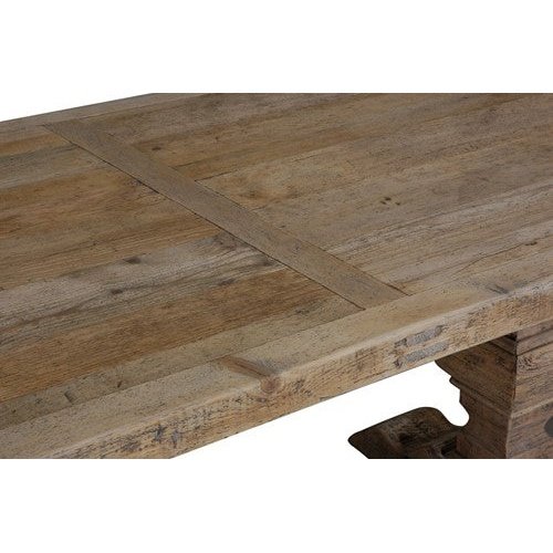 Column Leg Rectangular Dining Table Reclaimed Wood Natural 220 Cm