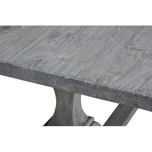 Column Leg Rectangular Dining Table Reclaimed Wood Grey 270 Cm