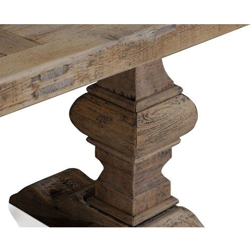 Column Leg Rectangular Dining Table Reclaimed Wood Natural 270 Cm