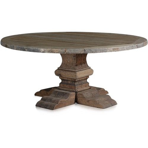 Column Leg Round Dining Table Reclaimed Wood Natural 180 Cm