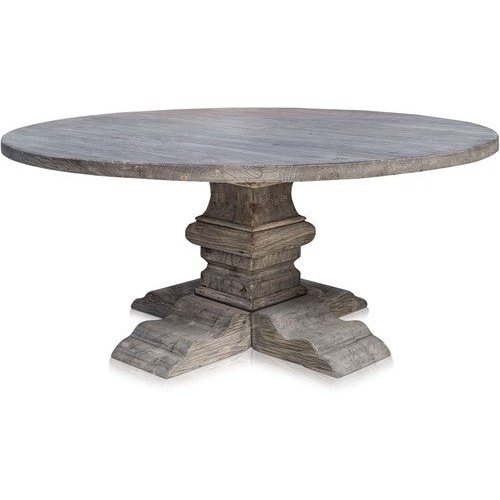 Column Leg Round Dining Table Reclaimed Wood Grey 180 Cm