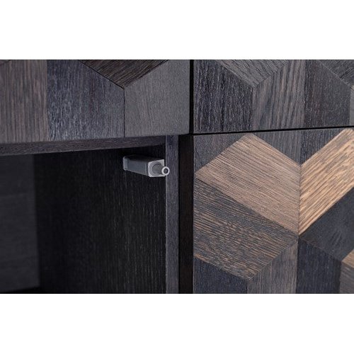 Illusion Cabinet Oak Parquet Black Steel Frame