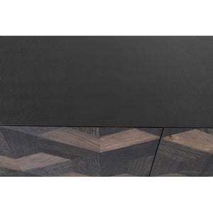 Illusion Medium Sideboard Oak Parquet Black Steel Frame