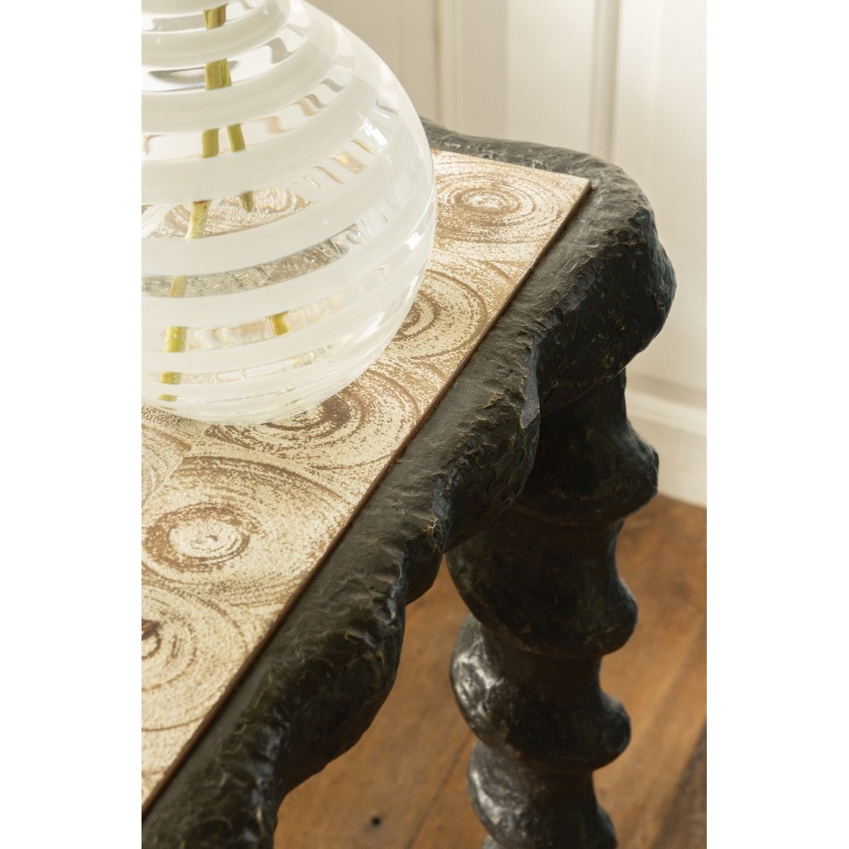 Karinta Console Bronzed Finish With White Oyster Top