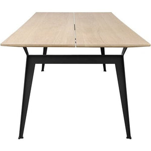 T-Bone Rectangular Dining Table French Oak Top Black Steel Legs 220 Cm
