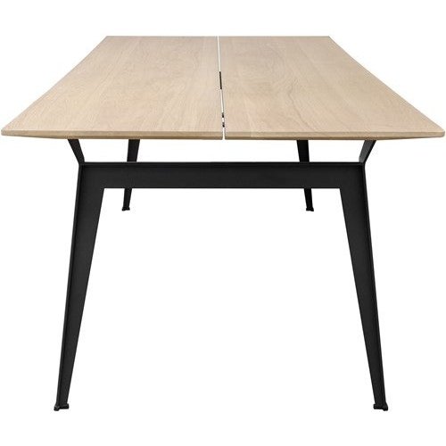 T-Bone Rectangular Dining Table French Oak Top Black Steel Legs 240 Cm