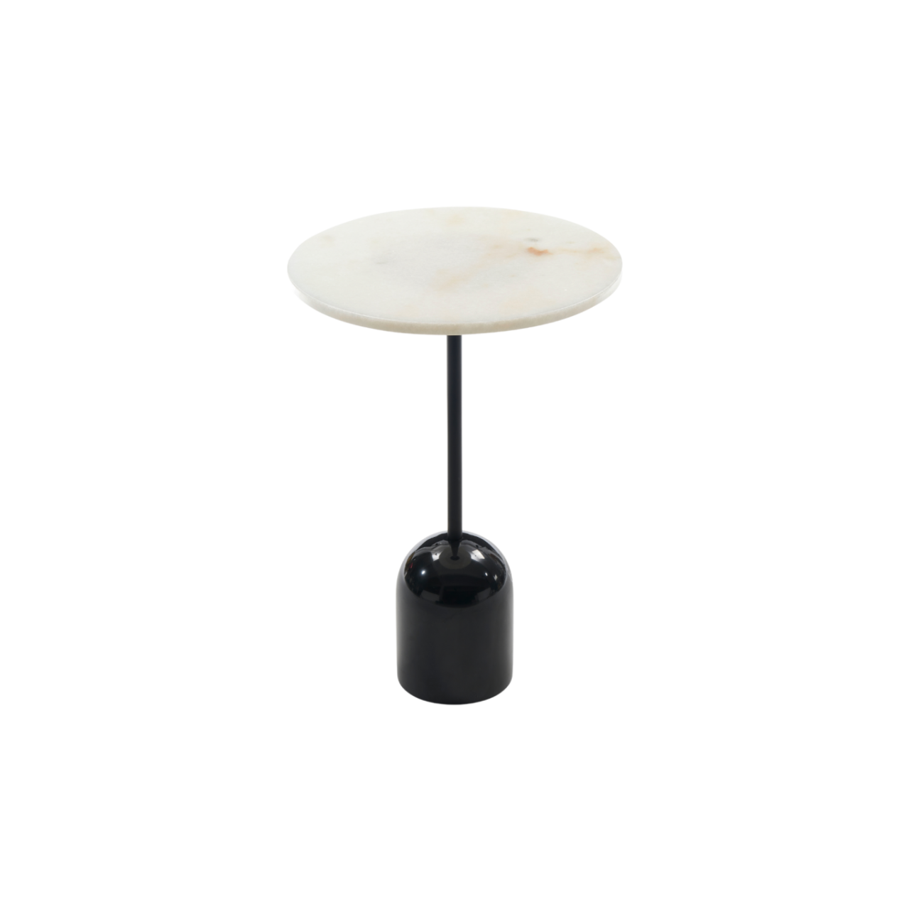 Thyme Side Table White Marble Top Black Marble