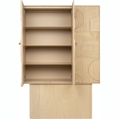 Zulgo Cabinet Natural Mindi Wood Geometric Design