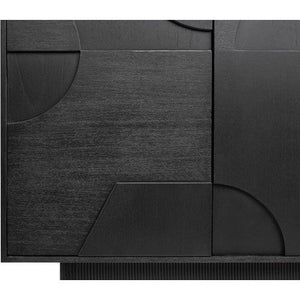 Zulgo Sideboard Black Mindi Wood Geometric Design