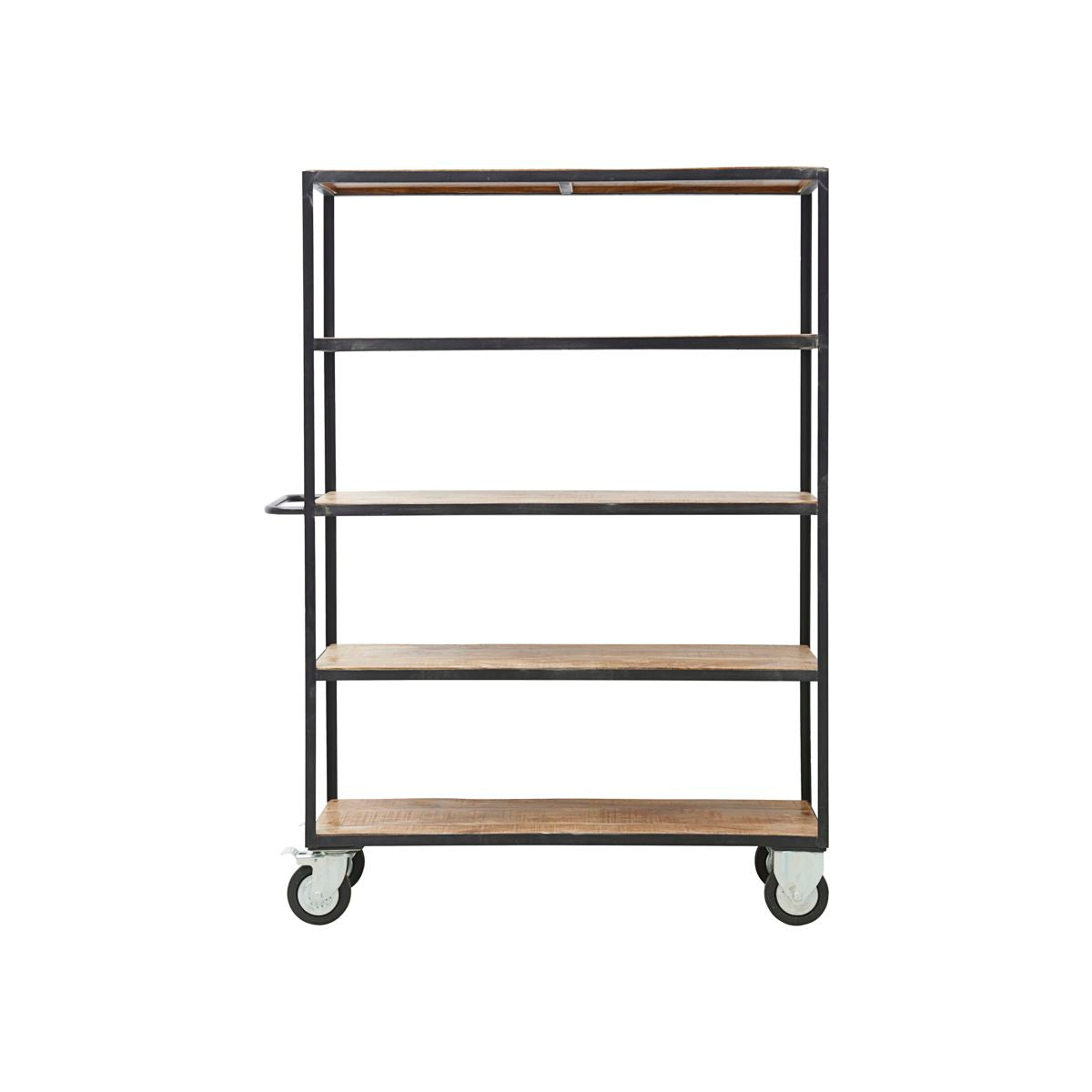 Large Shelving Unit with 4 Wheels, Black/Wood