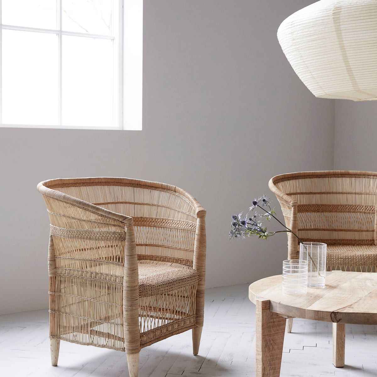 Set of 2 Rika Chairs with Armrests, Nature