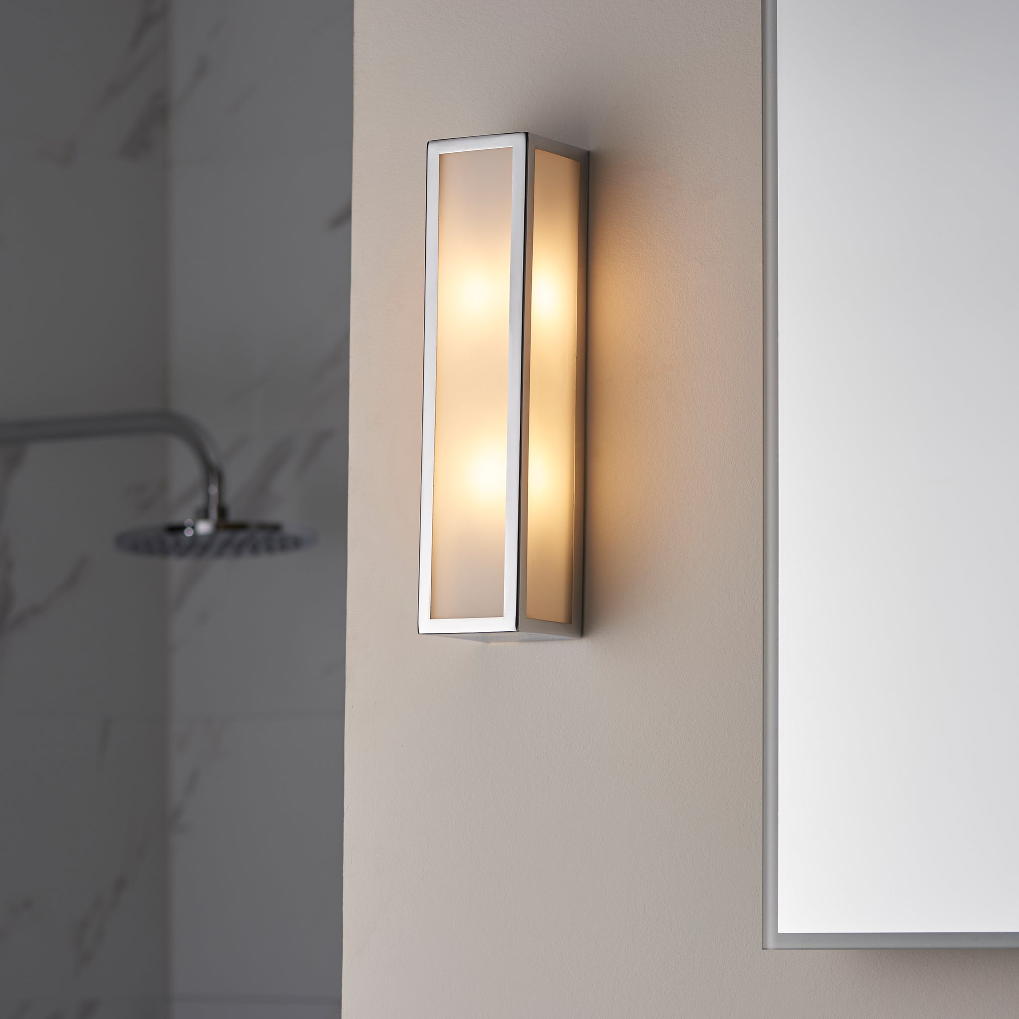 Newman Bathroom 2 Wall Light Chrome Frosted