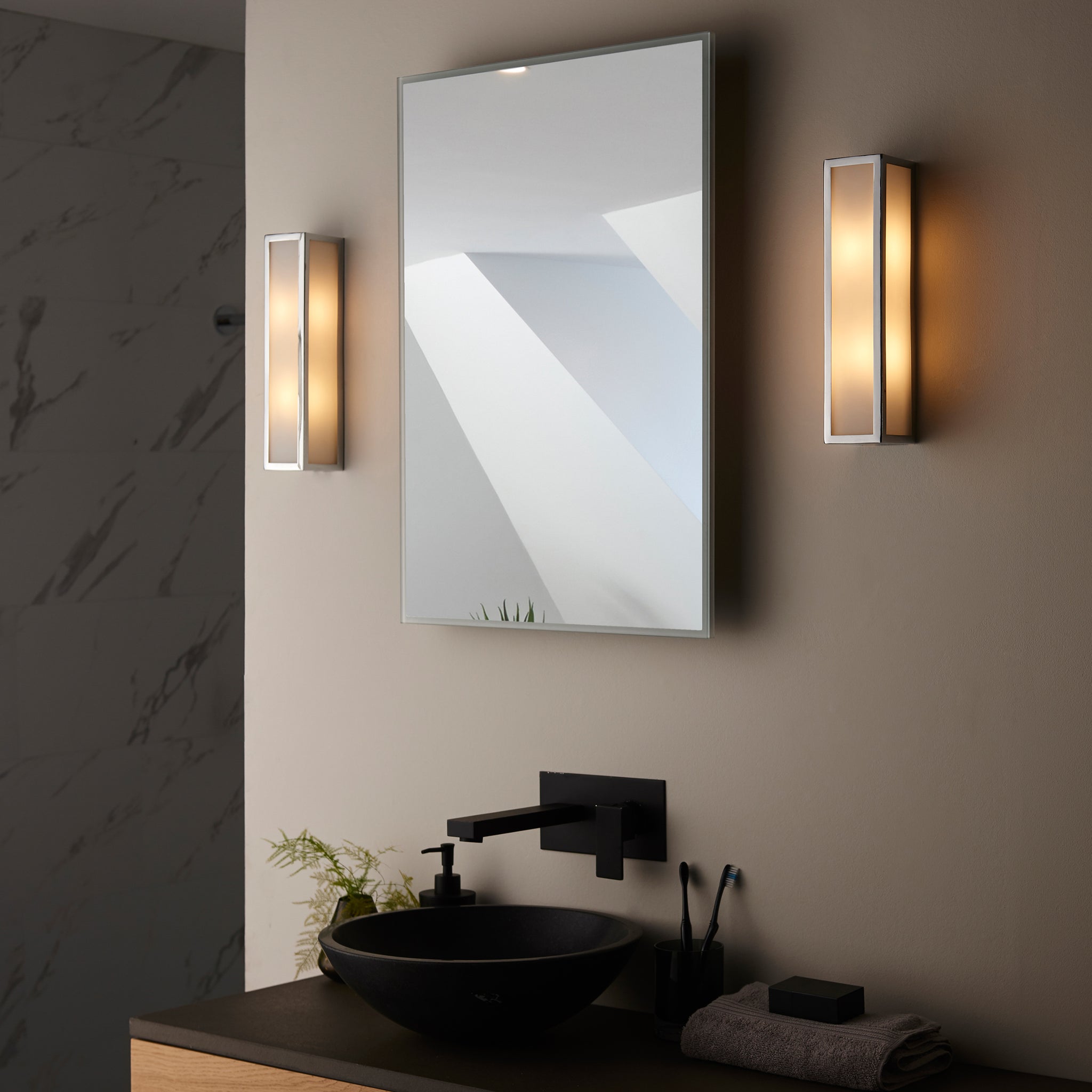 Newman Bathroom 2 Wall Light Chrome Frosted