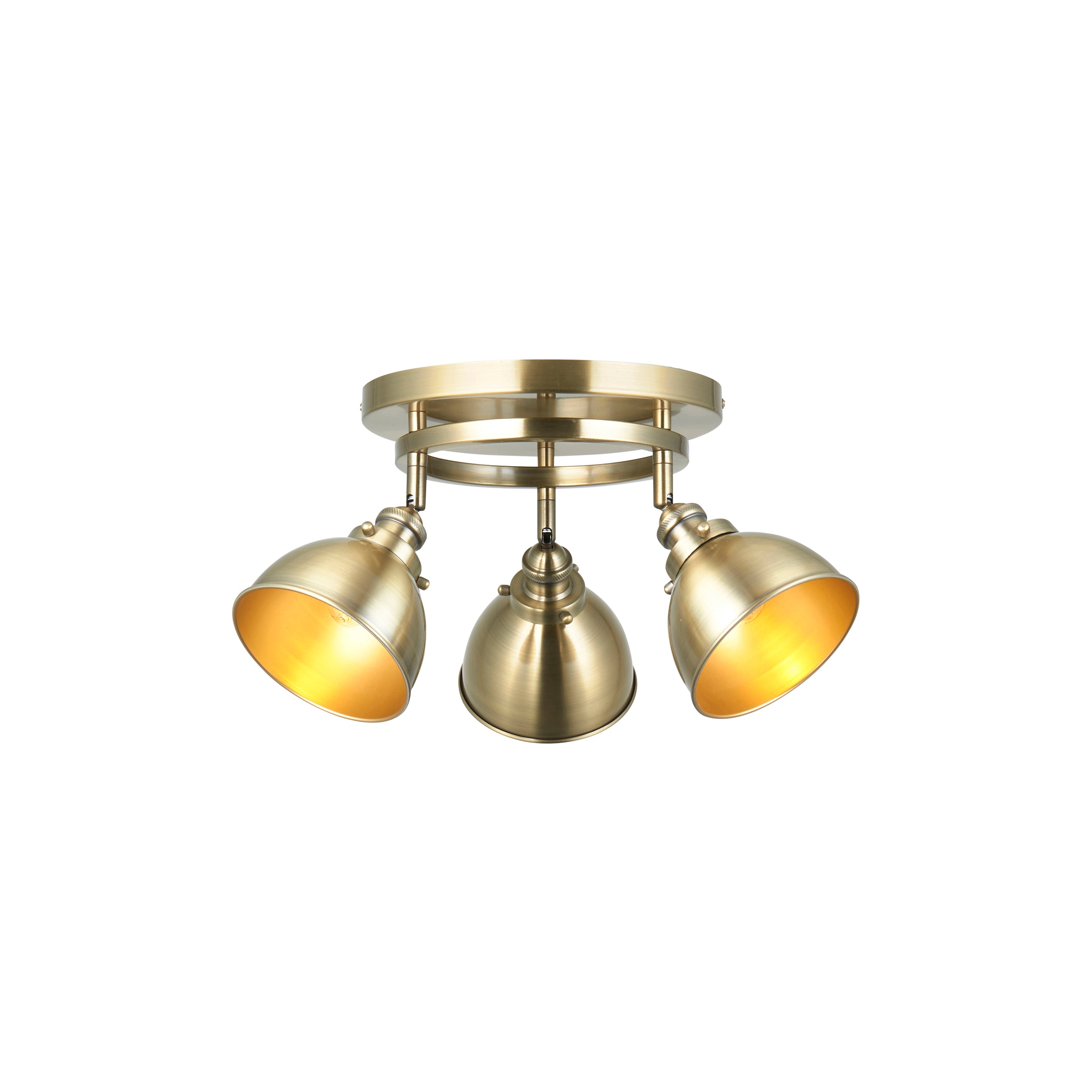 Wyman 3 Light Round Ceiling Light Brass