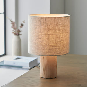 Duran Table Lamp Wood Linen Shade