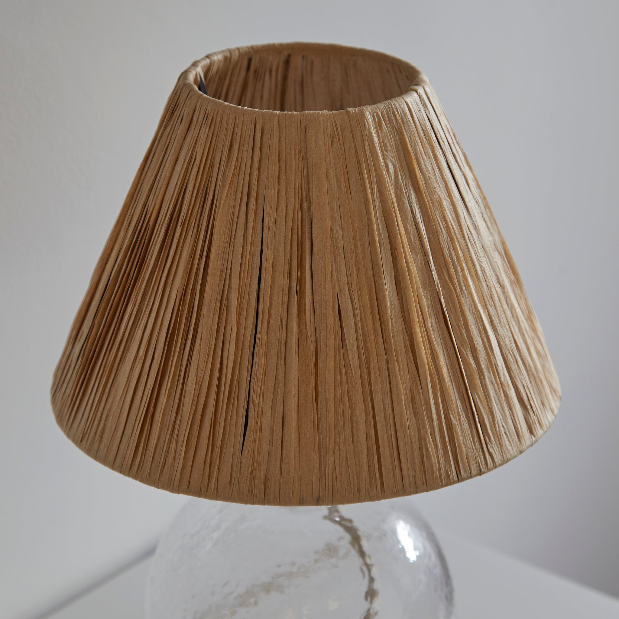 Lyre Table Lamp Clear Natural Raffia