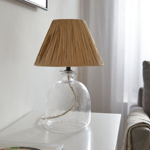 Lyre Table Lamp Clear Natural Raffia