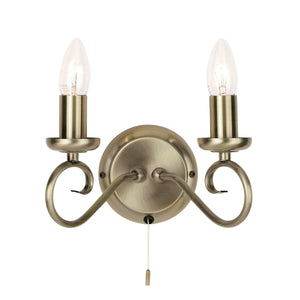 Burford 2 Wall Light Antique Brass