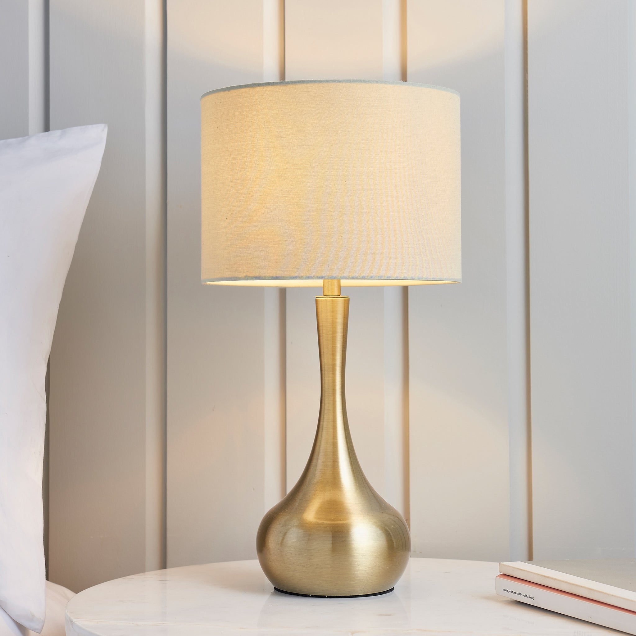 Pika Table Lamp Brass & Taupe