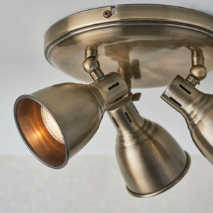 Weston 3 Round Ceiling Light Antique Brass