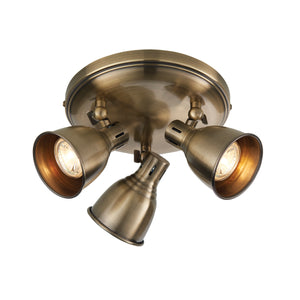 Weston 3 Round Ceiling Light Antique Brass