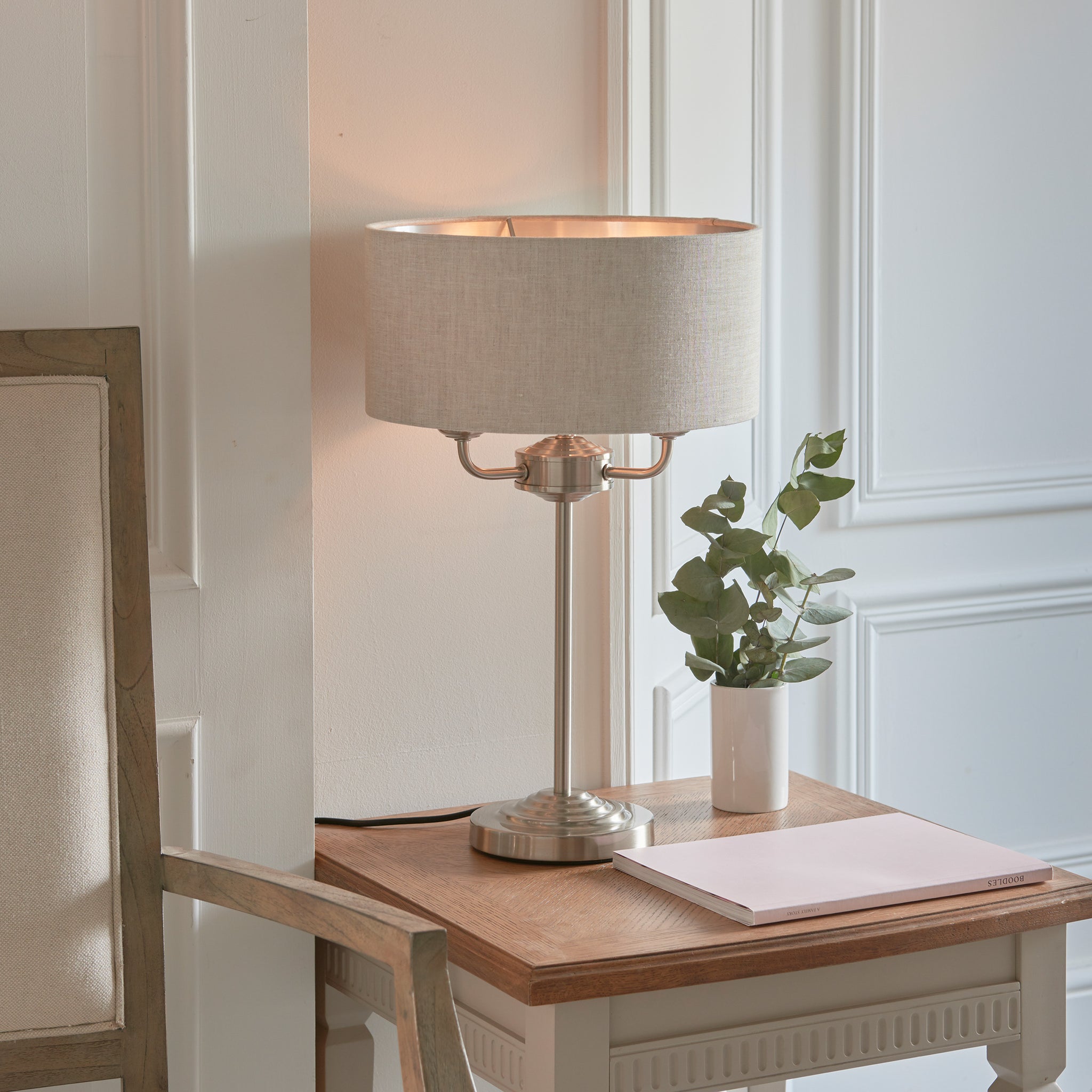 Moncler Table Light Chrome & Natural Linen