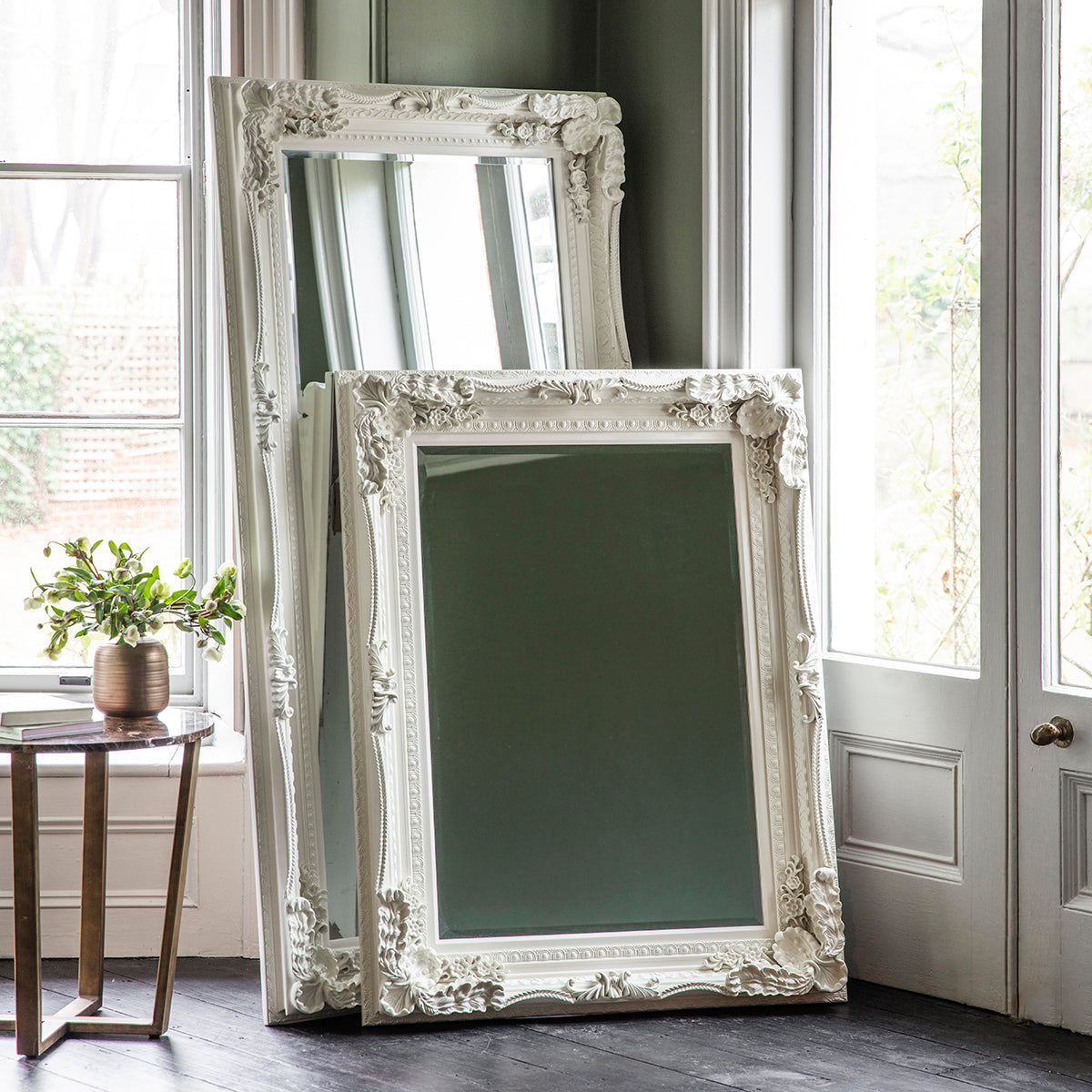 Carved Lewis Leaner Mirror Cream