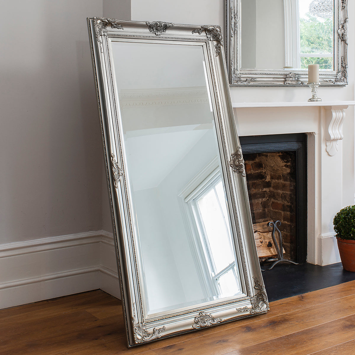 Harlow Leaner Mirror Antique Silver