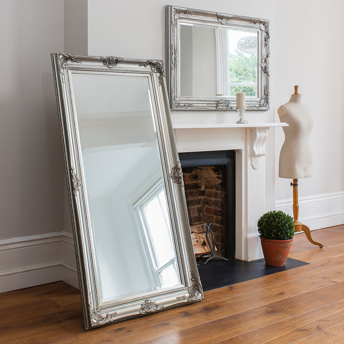 Harlow Leaner Mirror Antique Silver