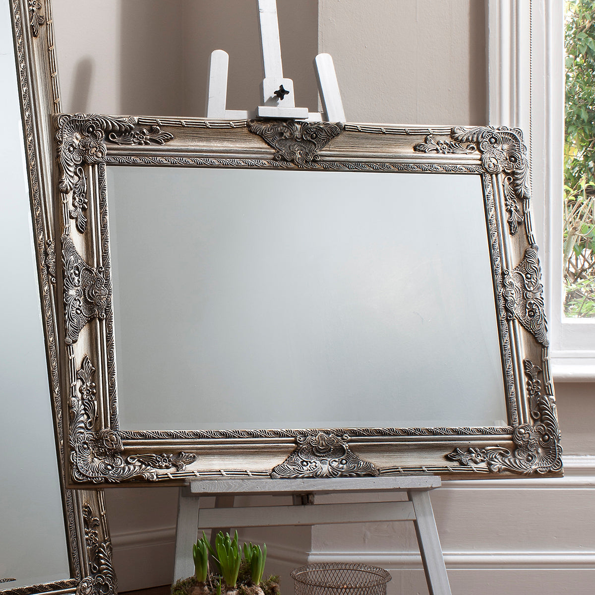Hampstead Rectangle Mirror Antique Silver