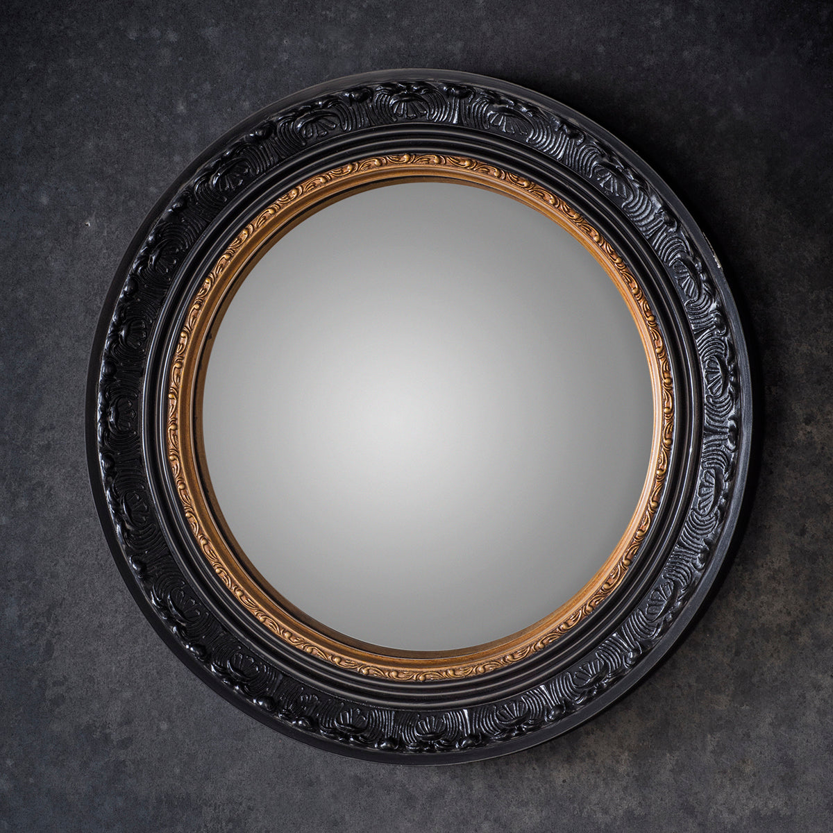 Langden Convex Mirror Black with Gold