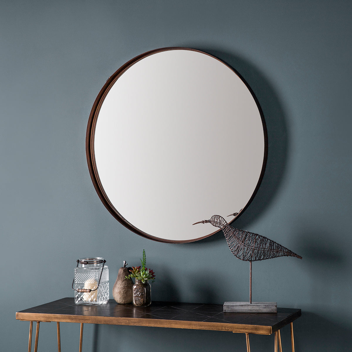 Greystoke Round Mirror Black