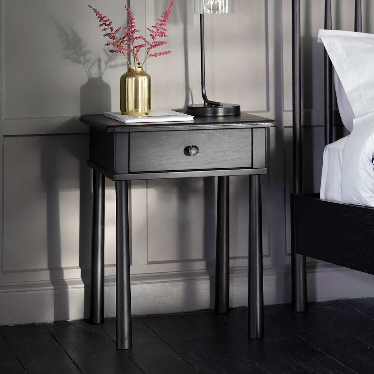 Coombe 1 Drawer Bedside Black