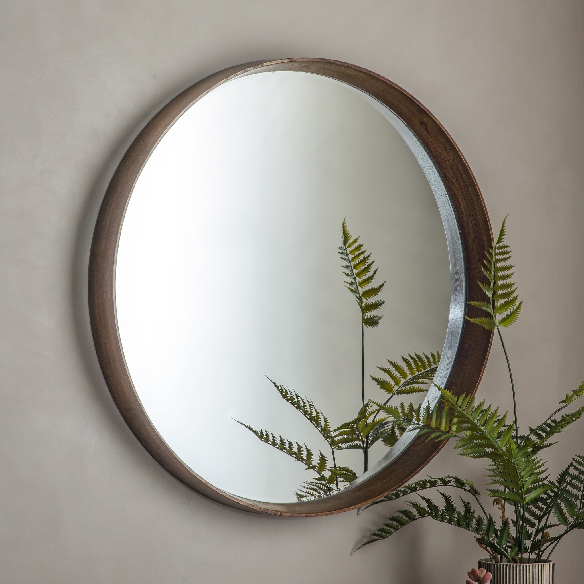 Keats Round Mirror Walnut 100 cm