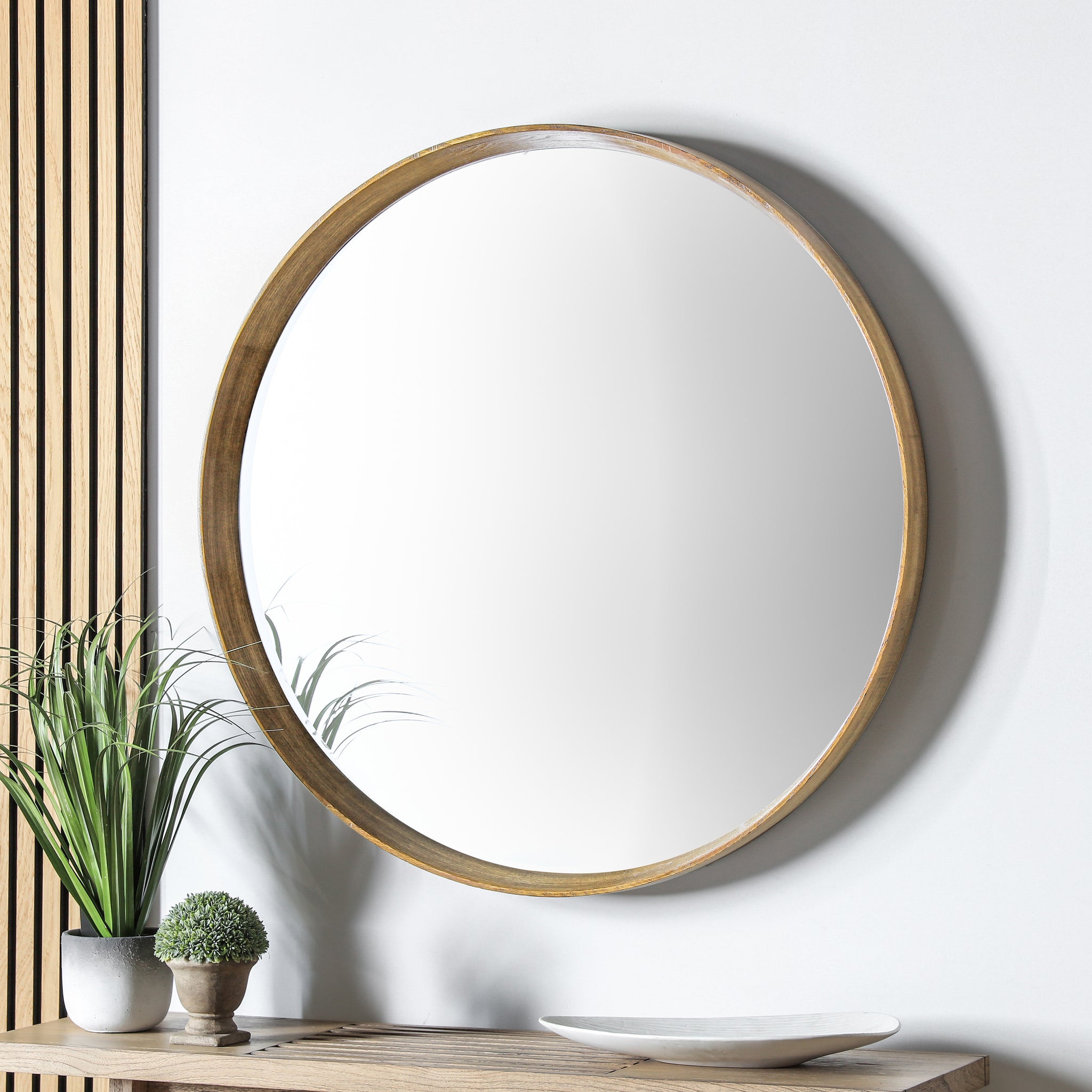 Keats Round Mirror Oak 100 cm