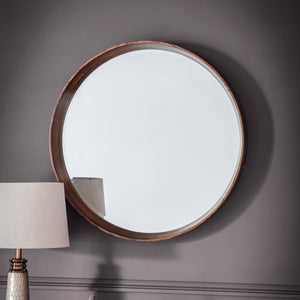 Keats Round Mirror Walnut 73 cm