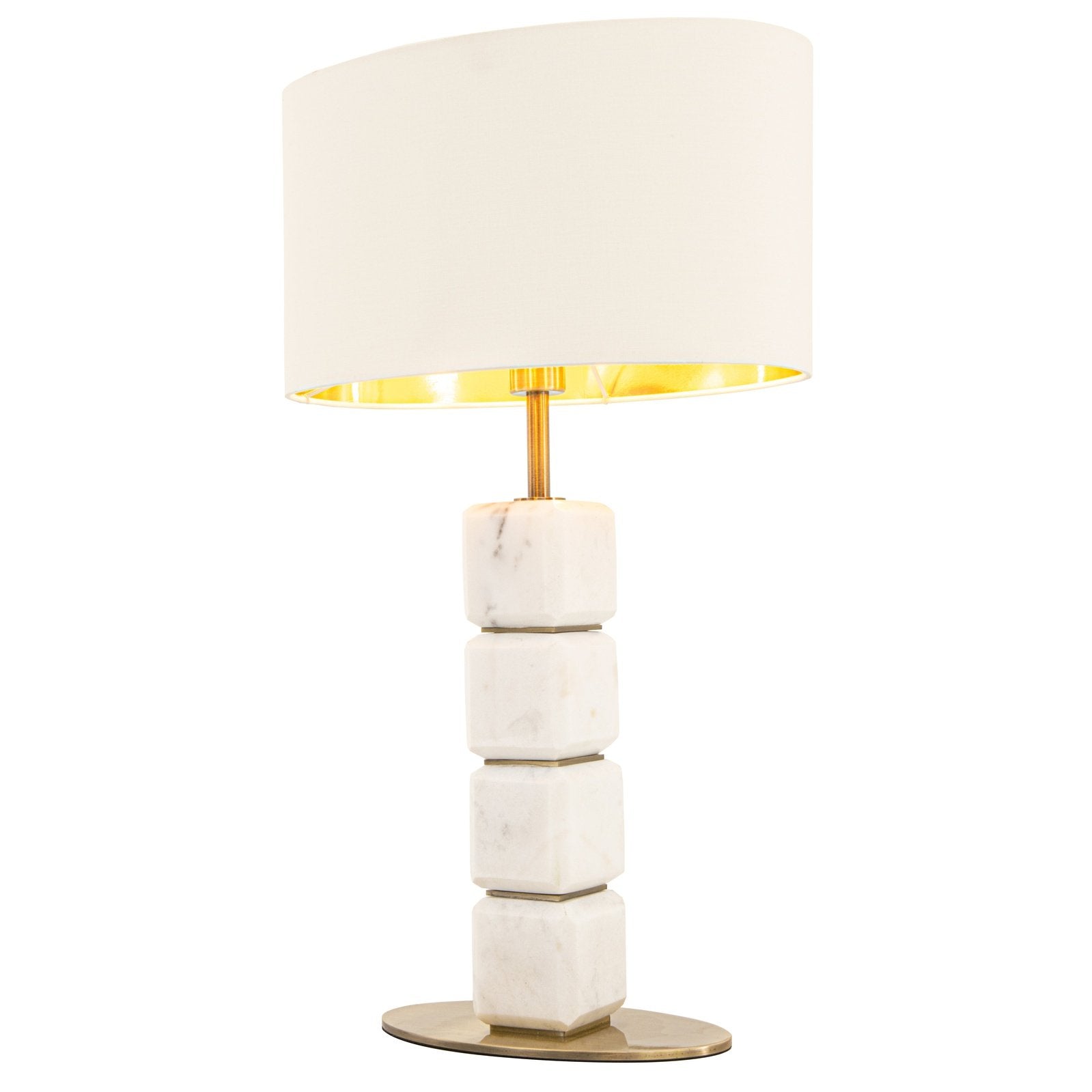 mistral table lamp white marble brass base gold lined white shade
